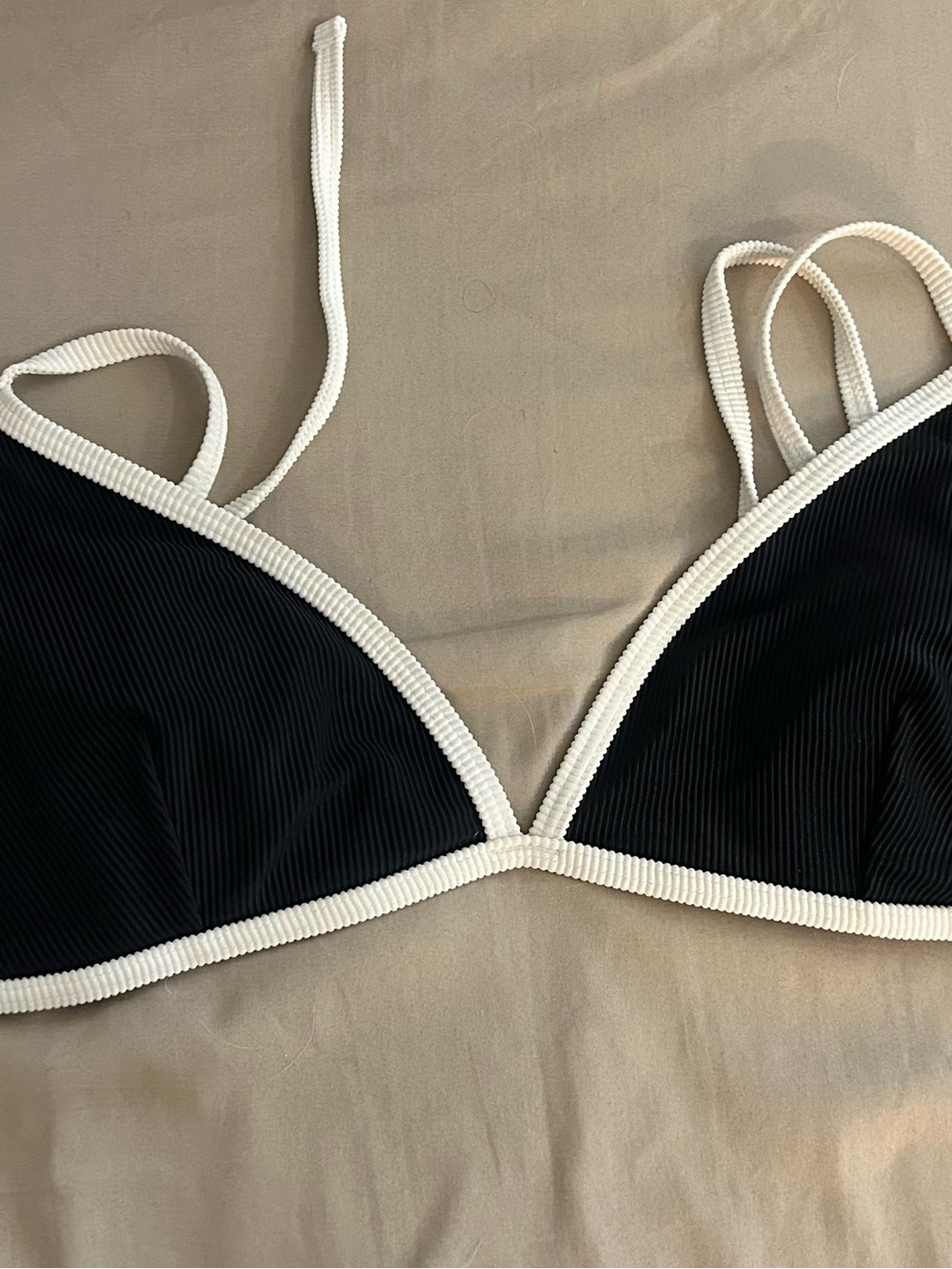 Abercrombie & Fitch Black Triangle Bikini Top with White Trim